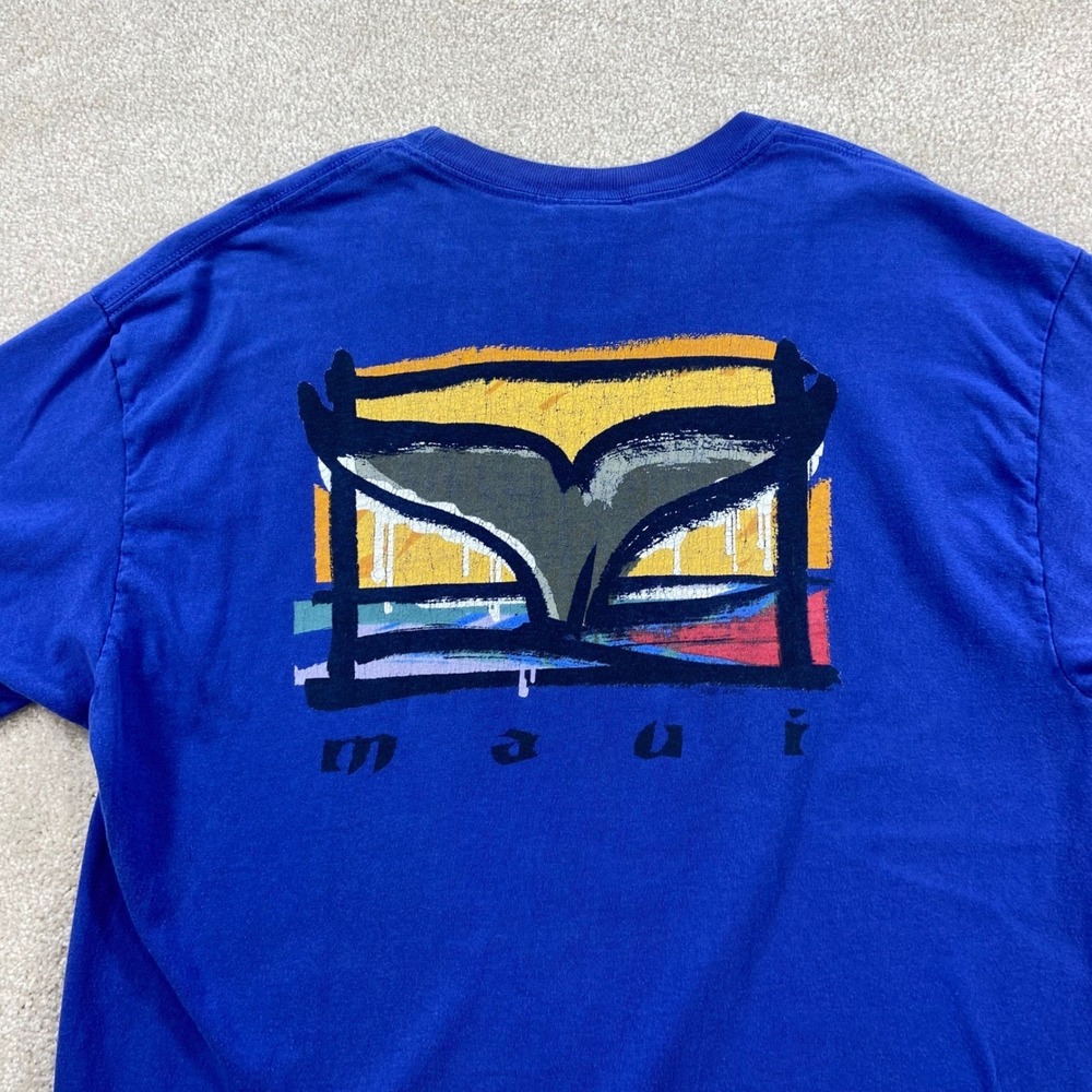 Sgt Leisure Hawaii T Shirt Mens Large Blue Maui Whale Tail Graphic Tee